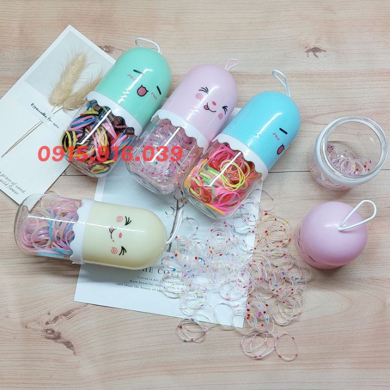 Hũ Thun Cột Tóc Dễ Thương Cho Bé, Chun Buộc Tóc