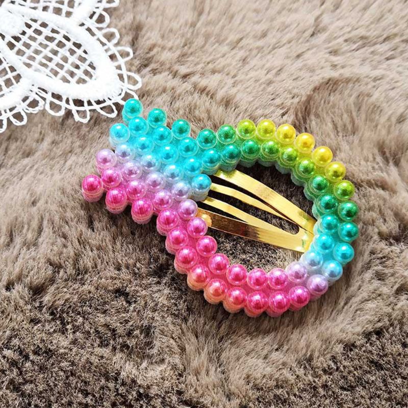 Youyo Kẹp Tóc Hợp Kim Đính Ngọc Trai Giả Màu Cầu Vồng Phong Cách Hàn Quốc Cho Nữ