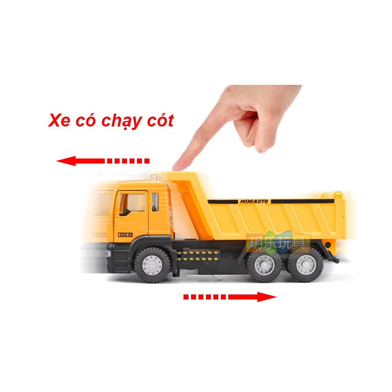 MÔ HÌNH Xe Tải Ben, Xe đồ chơi đầu Kim Loại chống va đập, có nhạc và đèn cho bé  | MINIAUTO tỷ lệ 1:50