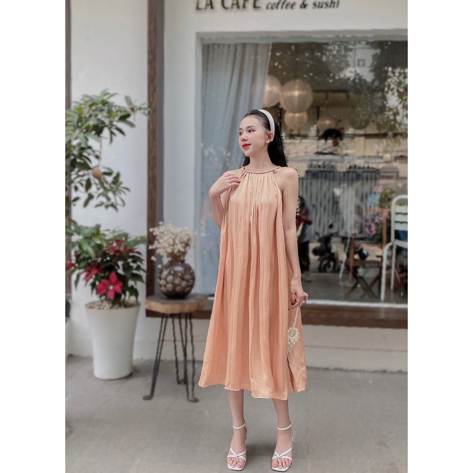 [Maxi] Đầm maxi đi biển suông nhũ dập ly cổ thừng