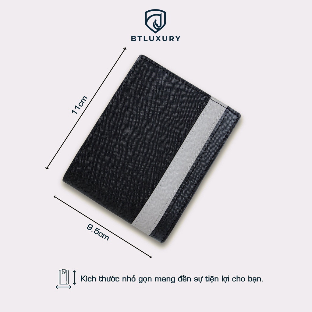 Ví nam mini nhỏ gọn COSMOS thiết kế trẻ trung chất liệu da bò saffiano cao cấp thương hiệu BTLUXURY