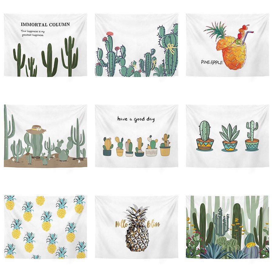 [GIÁ SỈ] Tấm thảm vải treo tường vẽ hình cây xương rồng trang trí phông nền cho nhà cửa