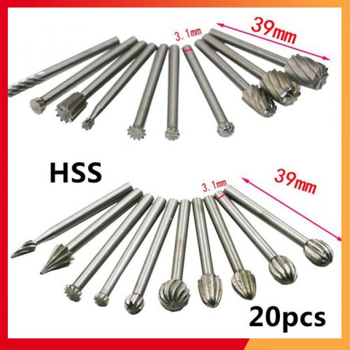 [HÀNG LOẠI 1] Bộ 20 Mũi Khắc, Mài, Làm Lũa Hss Cao Cấp