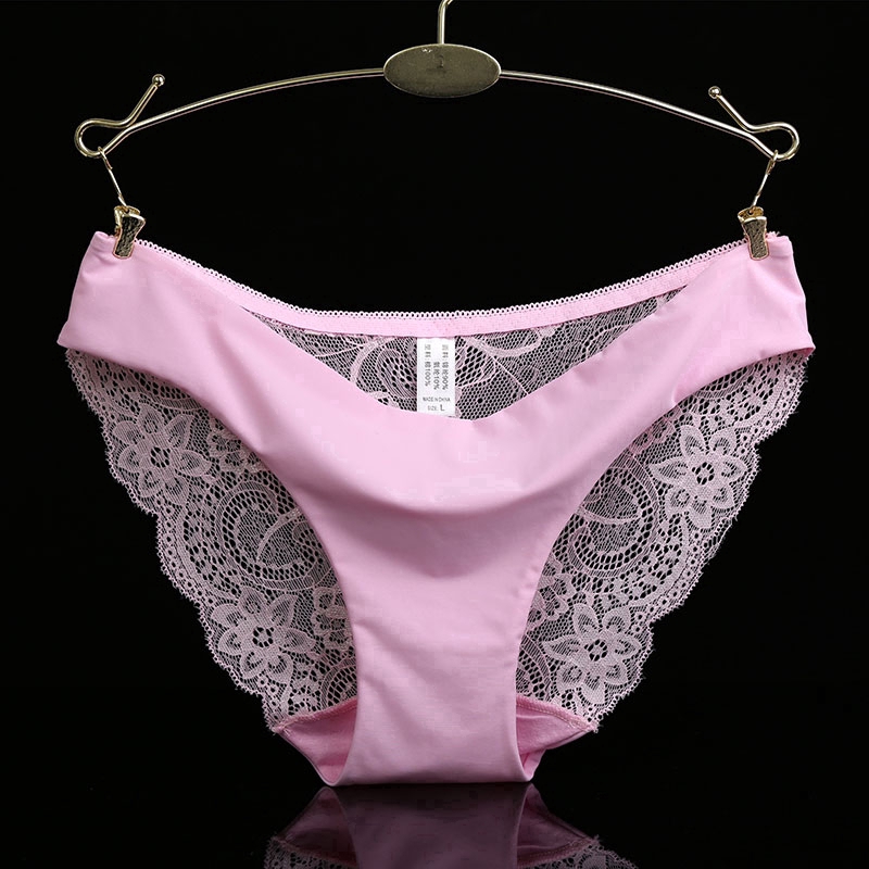 Quần lót phối ren xuyên thấu vải lụa lạnh mềm mại giấu đường may gợi cảm cho nữ