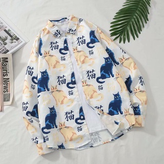 [Necessary For Men] Áo Sơ Mi Tay Dài In Chữ Và Hoa Hawaiian Phong Cách Đường Phố Đơn Giản Thoải Mái Hợp Thời Trang Cho Nam