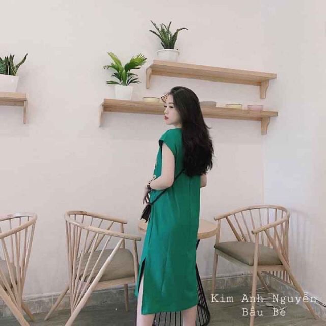 Váy suông in hình cá sấu xẻ tà chất cotton cá tính