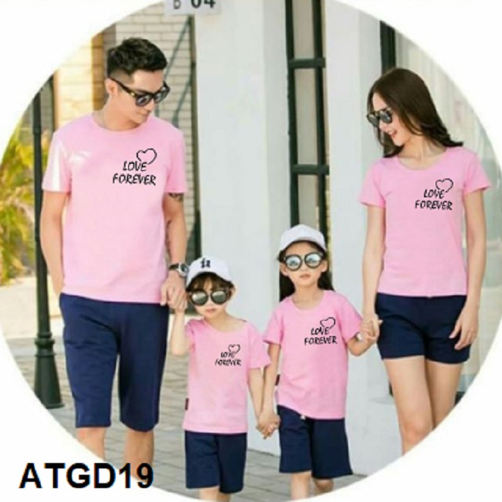 ÁO THUN GIA ĐÌNH - NHÓM - ĐI BIỂN IN CHỮ LOVE FOREVER ĐỦ MÀU ĐỦ SIZE - ATGD19