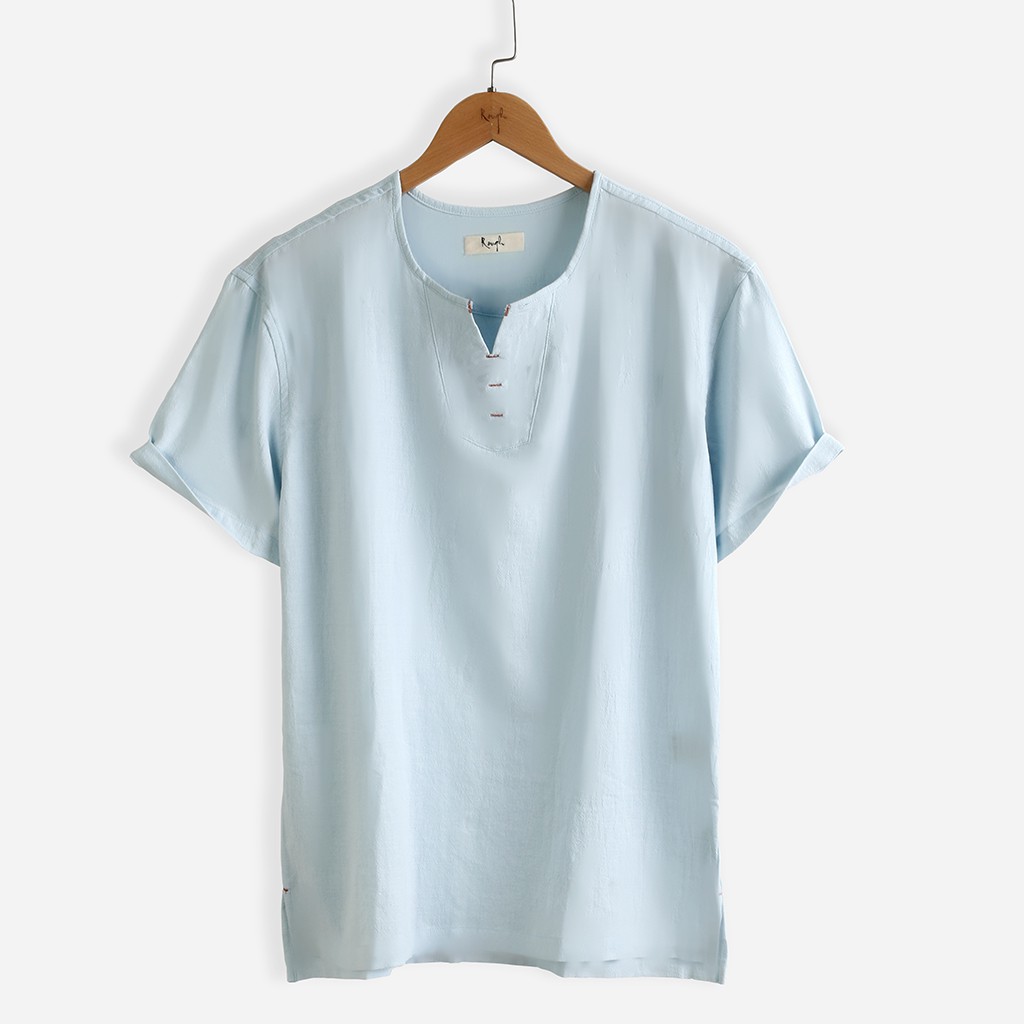 Áo Đũi Nam Cộc Tay Cổ V, Chất Đũi Tự Nhiên, Mềm, Mịn, Mát Rough | BigBuy360 - bigbuy360.vn