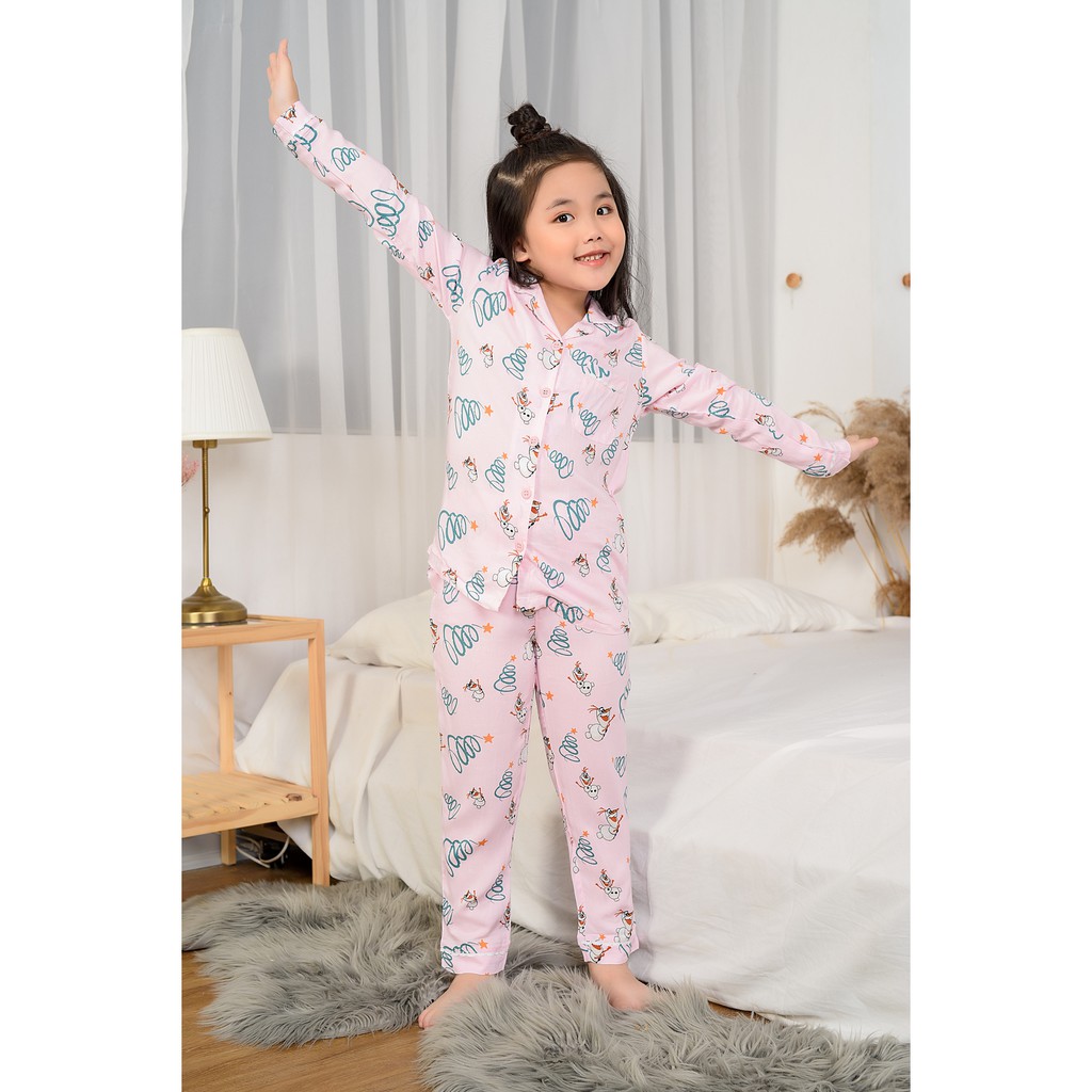 Bộ pijama lanh quần dài, áo dài bé gái B70.2002 - Thời Trang Gia Đình VT