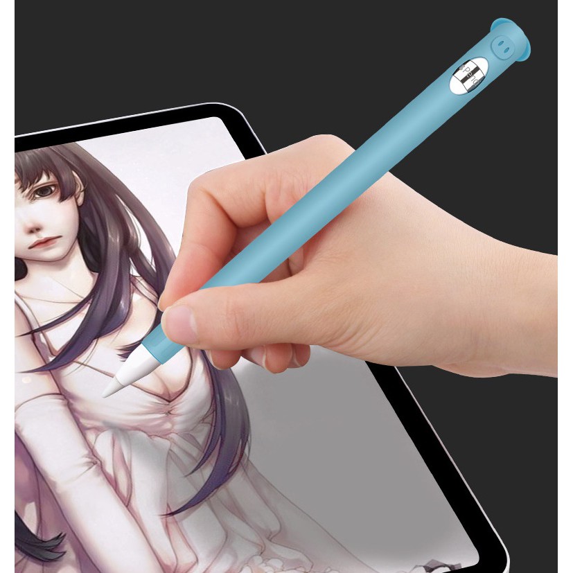 Vỏ Ốp silicon bọc bút dành cho Apple Pencil 1 Pencil 2 Heo Cute