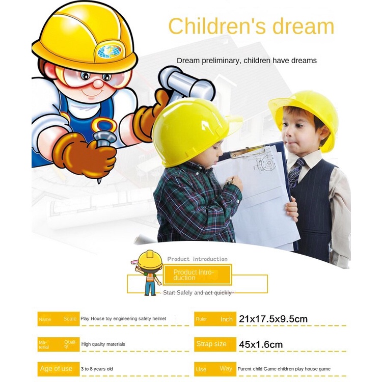 Mũ Cứng Xây Dựng Đồ Chơi | Mũ Tiệc Trẻ Em Bằng Nhựa Mềm Màu Vàng | Kỹ Sư Trẻ Em, Xây Dựng Trang Phục Mũ
