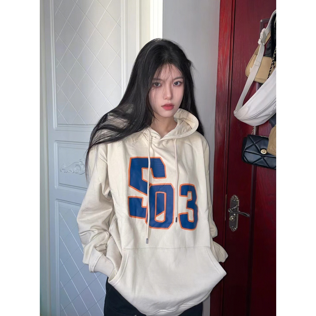 NRVP Áo Hoodie Tay Dài Oversize In Họa Tiết Phong Cách Hàn Quốc Kiểu Mới Cho Nam / Nữ