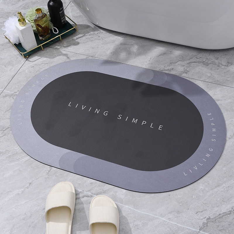 Thảm Lau Chân Silicon Bầu Dục Siêu Thấm Nước Chất Liệu Chống Trơn Trượt 60cm*40cm Dày 3mm- QMPK112/113/114
