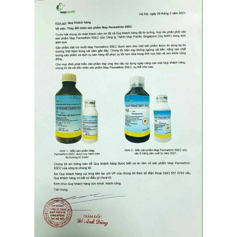 Thuốc diệt muỗi permethrin 55ec chai 100ml