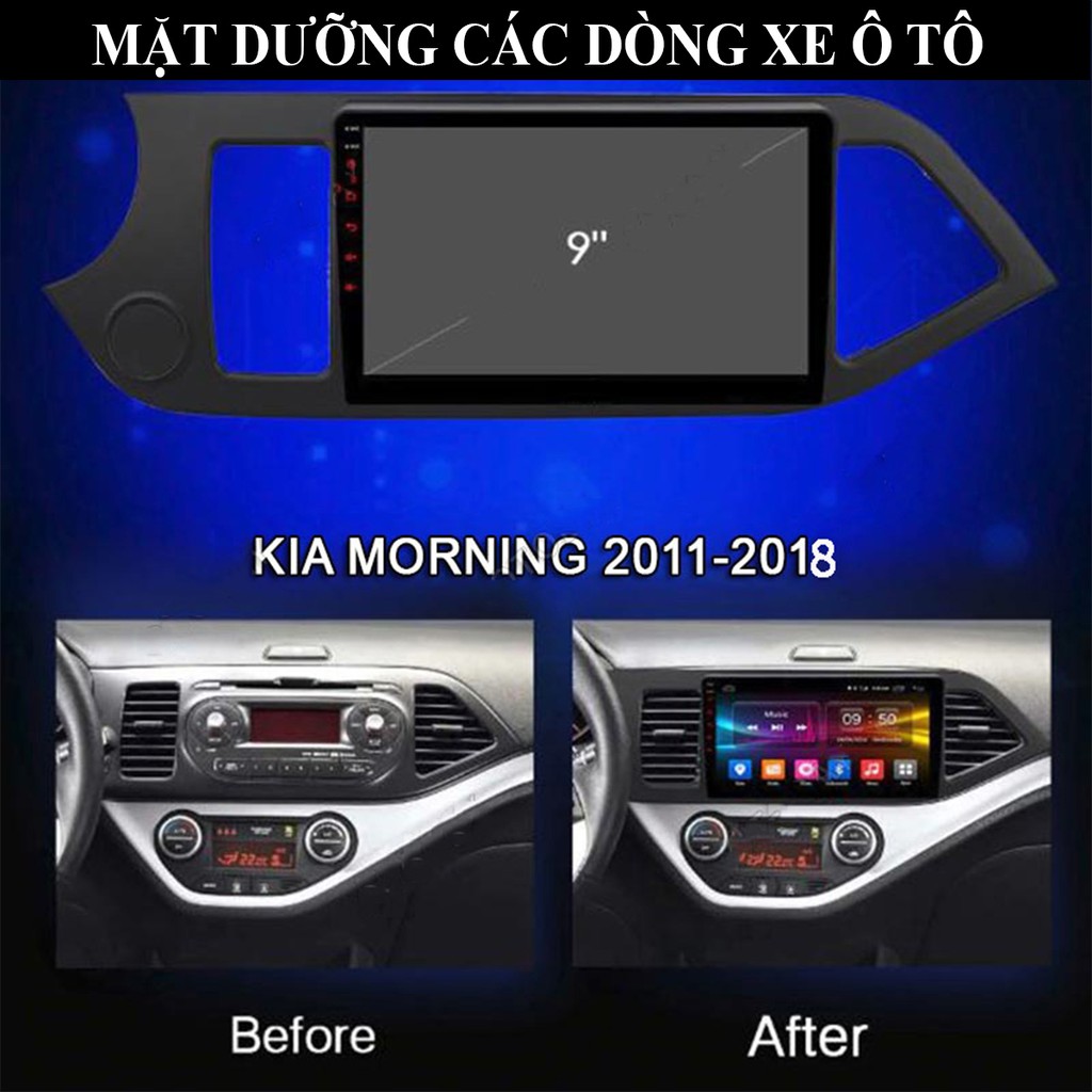 Màn Hình Android Cho Xe Kia Morning Lắp Sim 4G - Phát Wifi Tặng Kèm Mặt Dưỡng và giắc nguồn theo xe