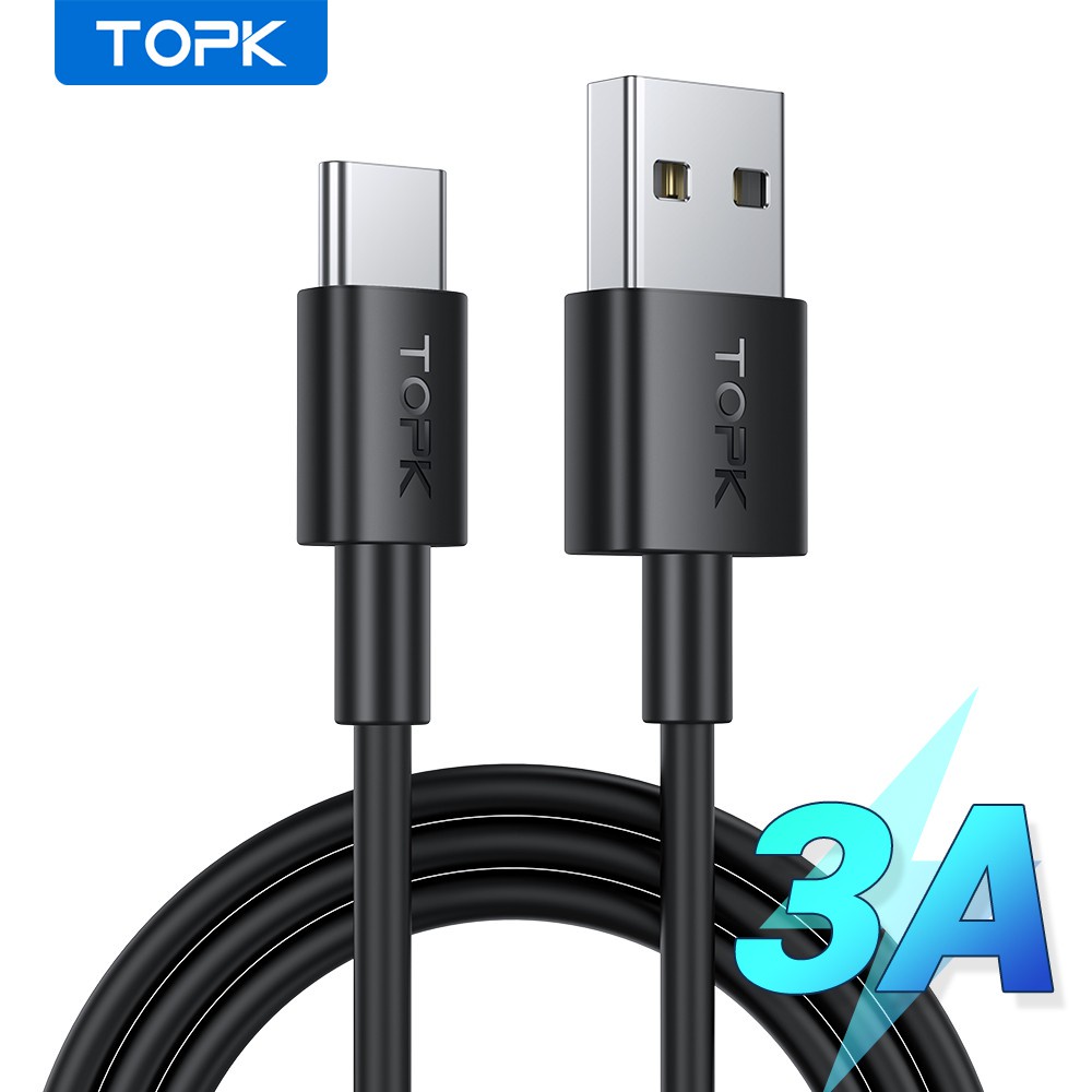 ★Chính hãng★ Dây cáp sạc nhanh USB Type C TOPK AN02 3A TPE Gel silica chất lượng cao