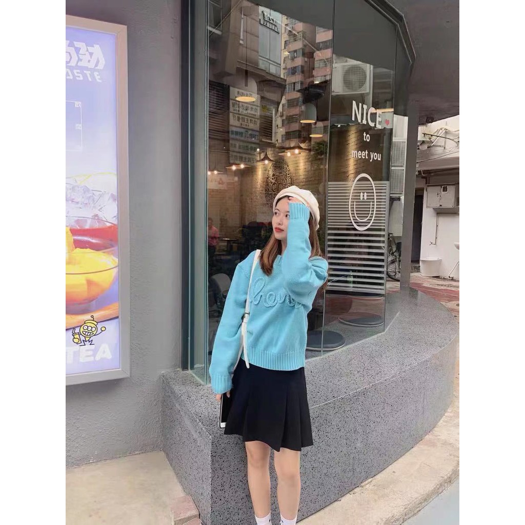 Jennie blackpink Áo Len Tay Dài In Chữ