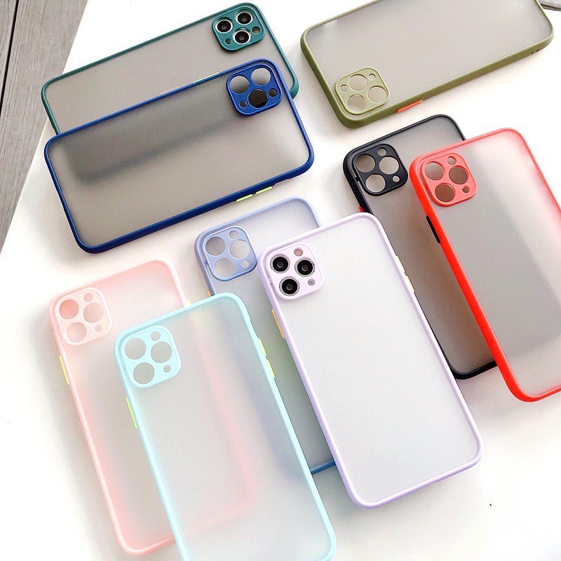 (Xả hàng) Ốp lưng iphone lưng nhám viền màu bảo vệ camera dành cho ip 6 đến 11promax - V196 (Giao màu ngẫu nhiên)