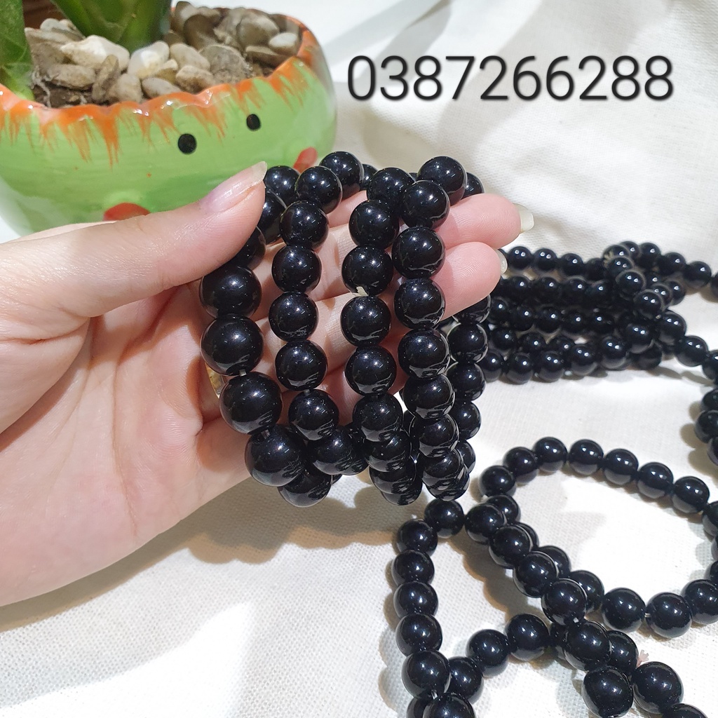 Vòng đá đen trơn cho cả nam và nữ, Vòng Tay Phong Thủy Mang Lại May Mắn