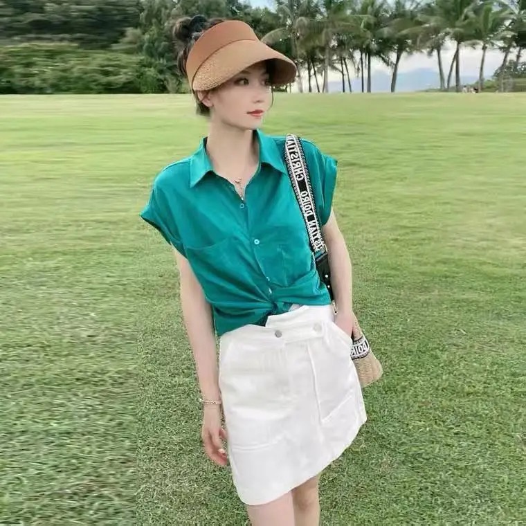 Áo nữ BH cổ polo màu trơn không tay thời trang phong cách