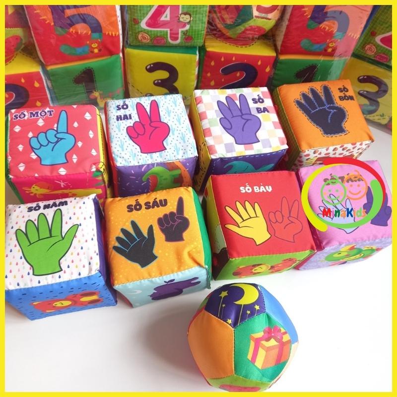 Khối Vải Cho Bé Bộ 8 Đồ Chơi Hình Khối Vui Nhộn Kèm Bóng Xúc Xắc Phát Triển Đa Giác Quan Pipo Minakids SV59