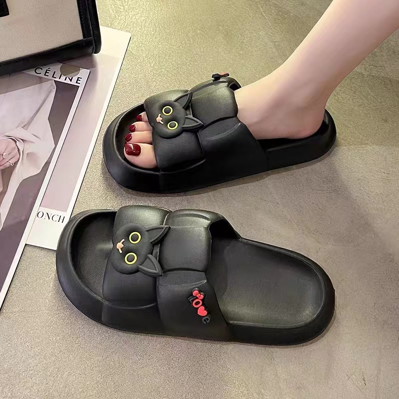 Dép bánh mì nữ quai ngang hình MÈO dễ thương bản cao cấp - Dép ulzzang êm chân phong cách Hàn Quốc mẫu mới năm nay