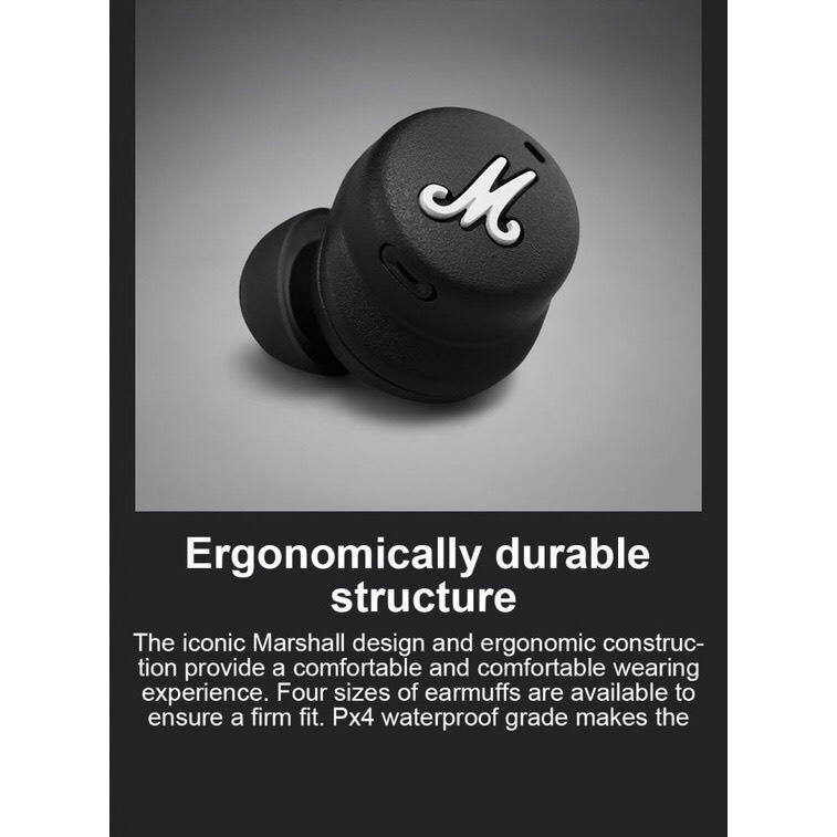 Tai nghe nhét tai không dây bluetooth Marshall Mode II TWS tích hợp micro chơi game thể thao