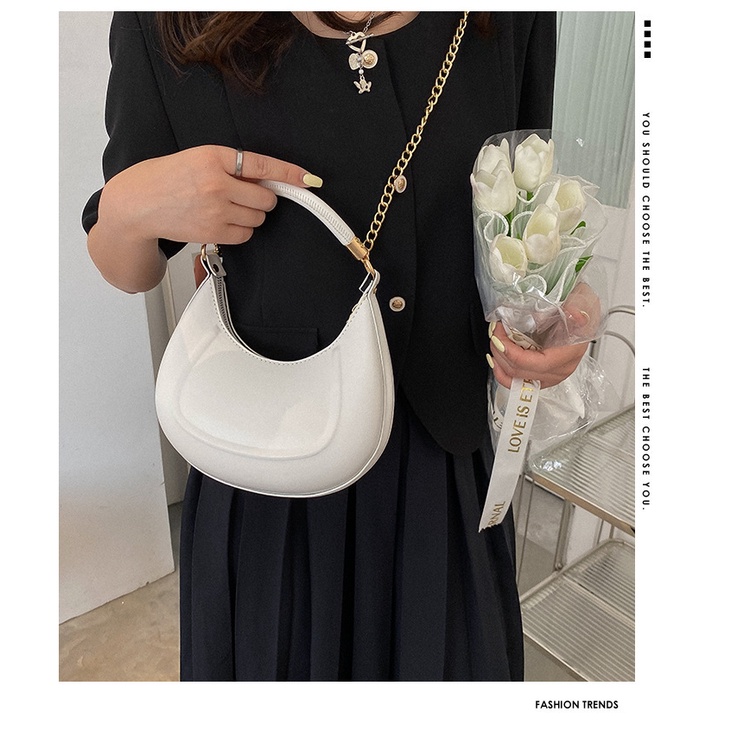 Túi xách JASMIN NOIR da pu hình bán nguyệt thời trang cho nữ