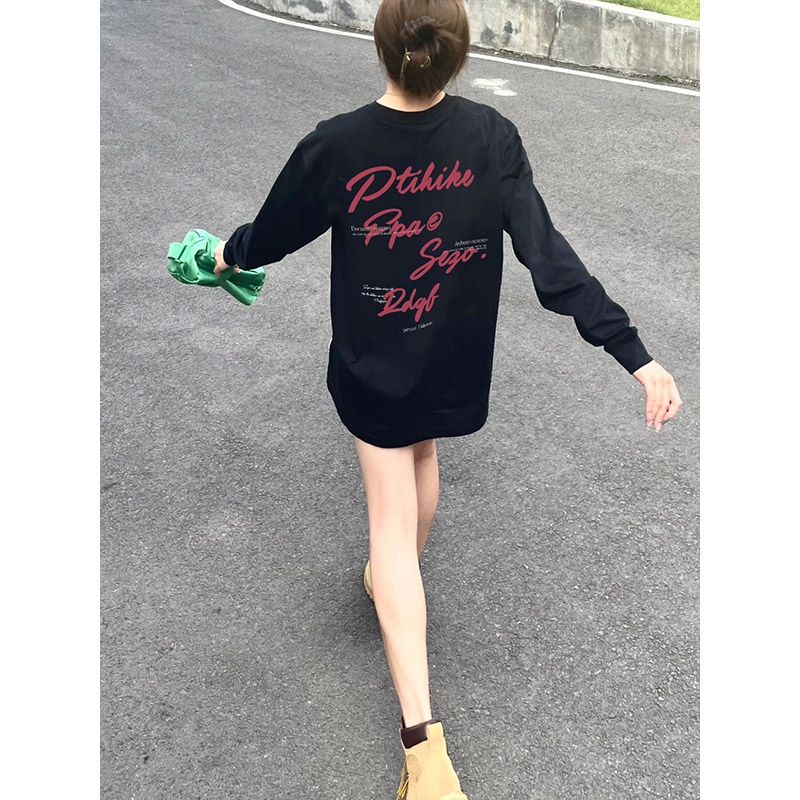SELVZE Áo sweater Tay Dài Dáng Rộng Cổ Tròn Phong Cách Thời Trang Đường Phố Mỹ