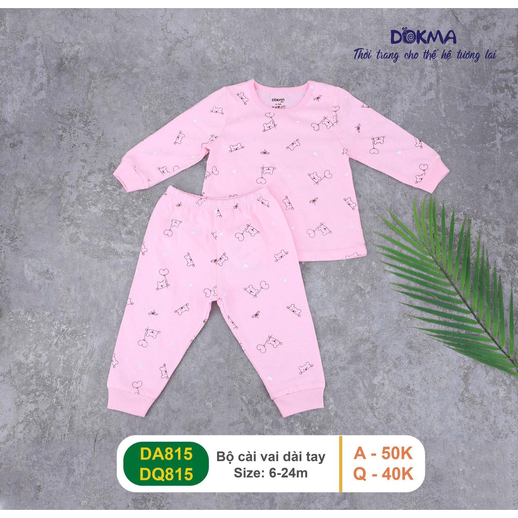 (3-24m) Bộ dài tay cài vai cải cotton mỏng cho bé yêu - DOKMA