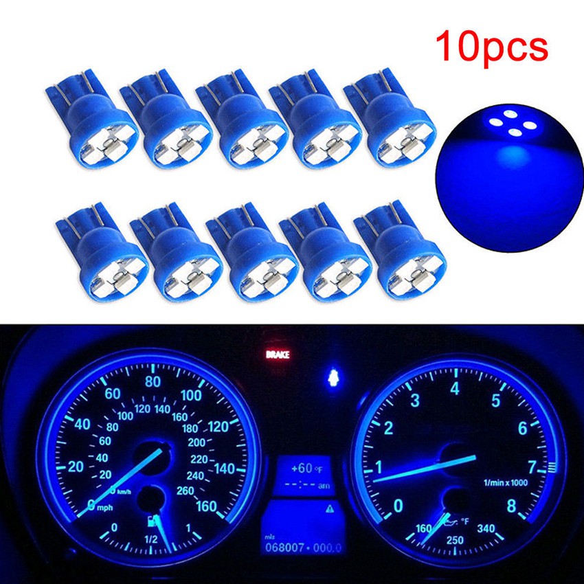 Set 10 đèn LED xanh dương T10 W5W 194 2825 4SMD 147 152 chuyên dụng cho xe hơi