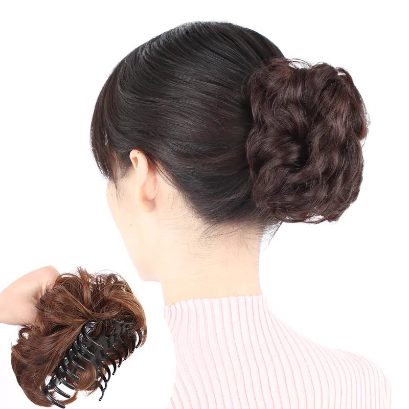 Tóc giả búi kẹp xoăn thời trang Hàn Quốc Qiqishop