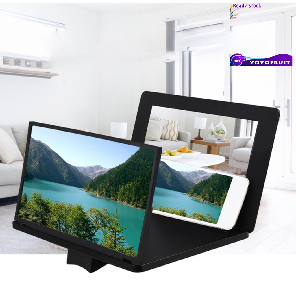 (Hàng Mới Về) Kính Phóng To Màn Hình Điện Thoại Phóng To 12 Inch Hd Kèm Gương Trang Điểm