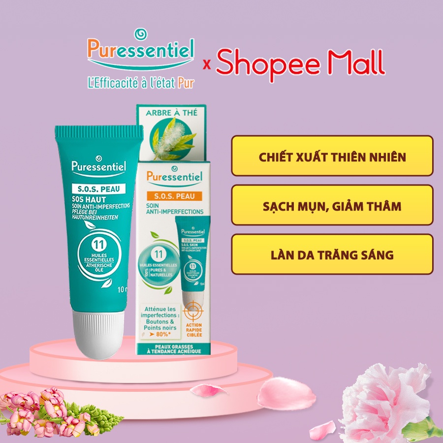 Gel Giảm Mụn Mờ Thâm Từ Tinh Dầu Tràm Trà Chính Hãng Puressentiel 10ml