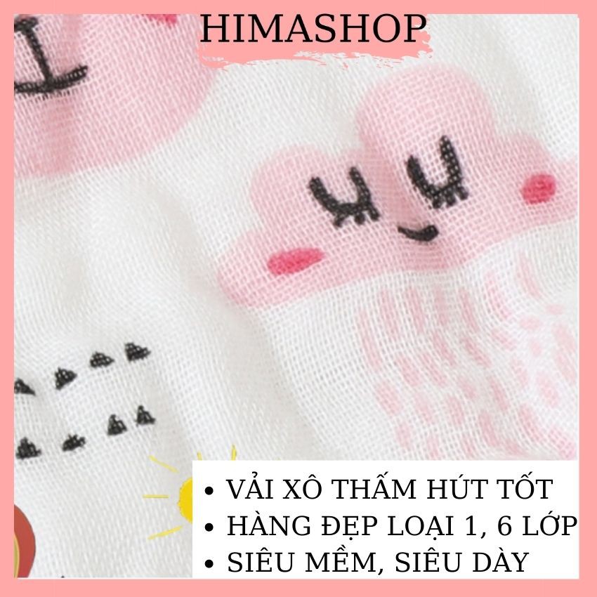 Yếm Ăn Dặm Xoay Tròn 2 Mặt Cho Bé Loại Dày 8 Lớp Không Xù Sợi Vải HIMASHOP H006