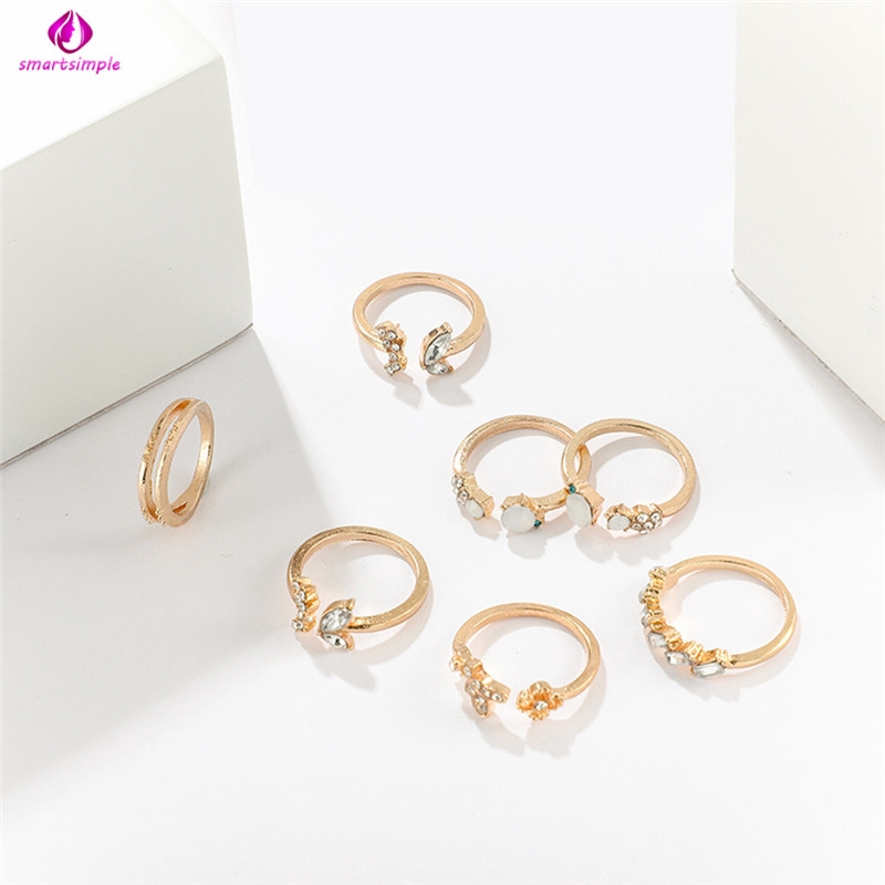 Bộ 7 Nhẫn Nữ Màu Vàng Thời Trang