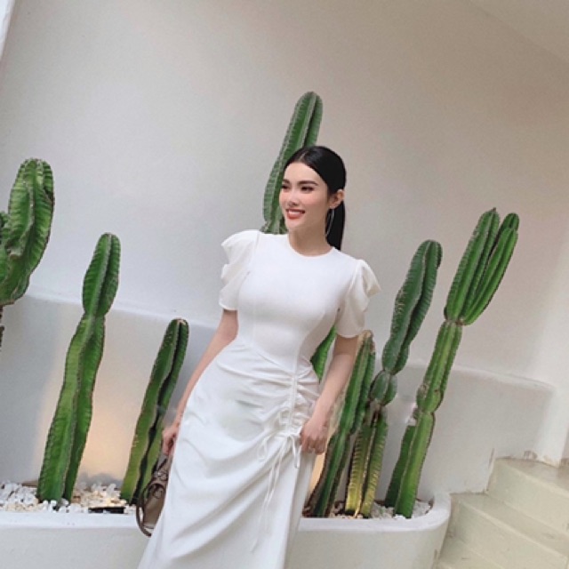 Đầm rút thân tay phồng cổ tròn | BigBuy360 - bigbuy360.vn