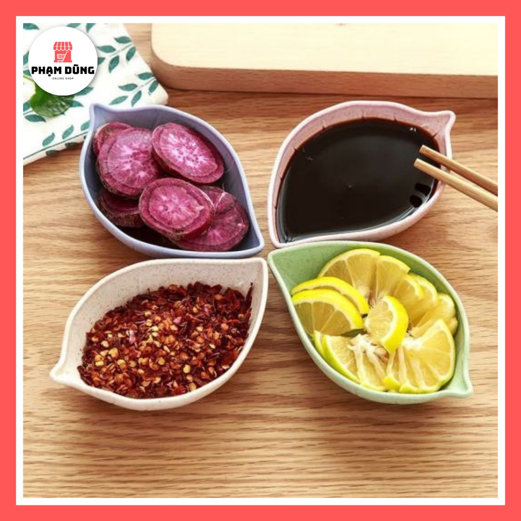 Chén Đựng Gia Vị Nước Chấm Hình Chiếc Lá Nhựa Lúa Mạch Dễ Thương , Dĩa Đựng Gia Vị