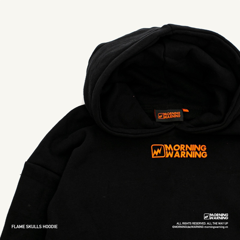 Áo Hoodie Morning Warning Flame Skull - Orange