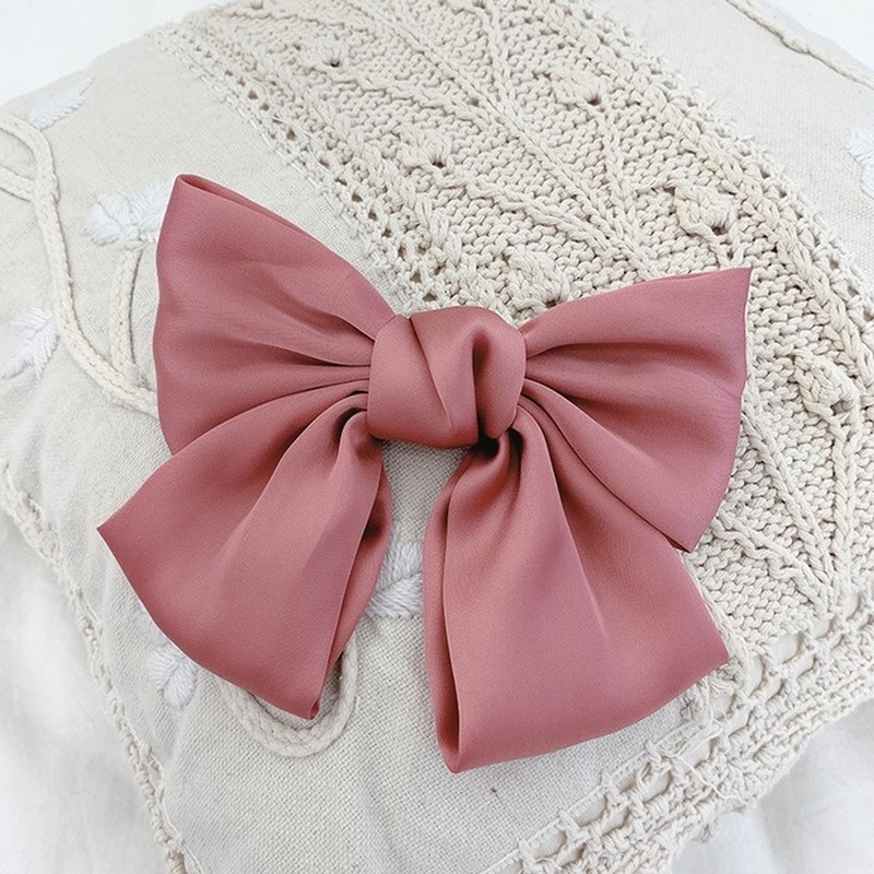 Kẹp Tóc Nơ Ruy Băng Lớn Bằng Vải Satin Thời Trang Hàn Quốc Cho Nữ