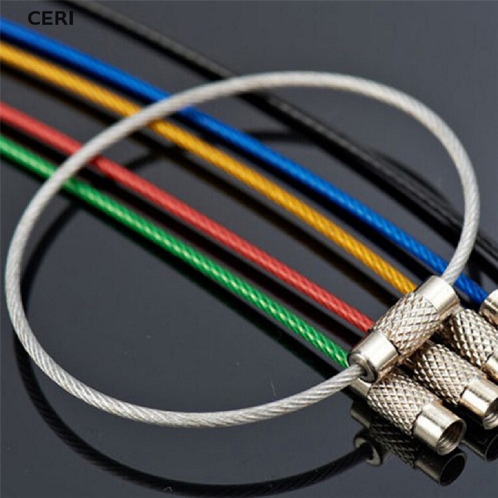 CE 5PCS Stainless Steel Wire Keychain Cable Key Ring Chains Outdoor Hiking Fashion RI