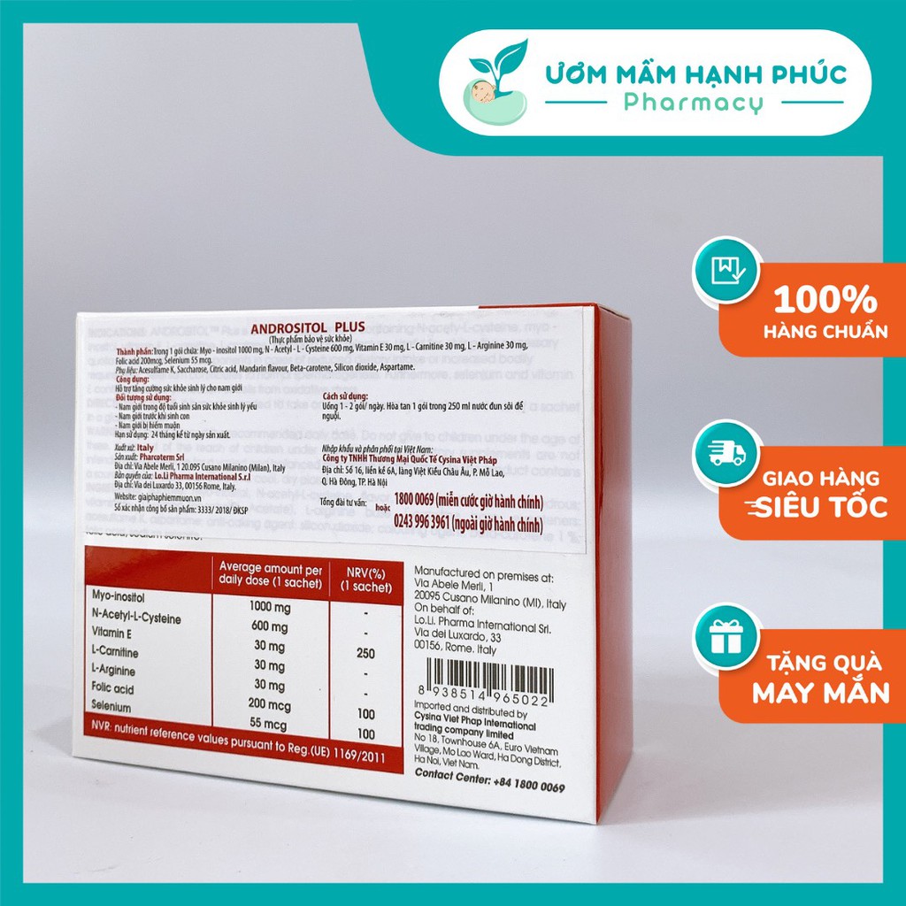 Andrositol Plus  - Tăng thụ thai, hỗ trợ sinh sản cho nam