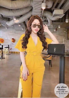 Jumsuit cổ V cột eo cực xinh