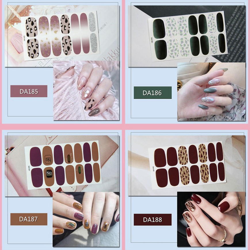 DVE Set 14 miếng nhãn dán trang hoàng móng nghệ thuật chống thấm nước (DA181-DA200) 8