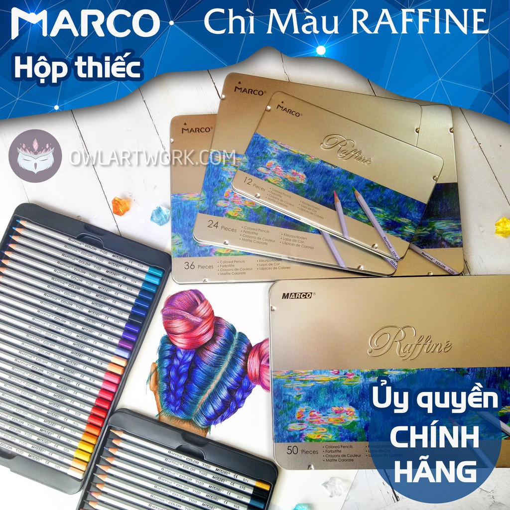 [CHÍNH HÃNG] Bút Chì Tô Màu MARCO Raffine 12 Màu Hộp Thiếc - Chì Màu Khô