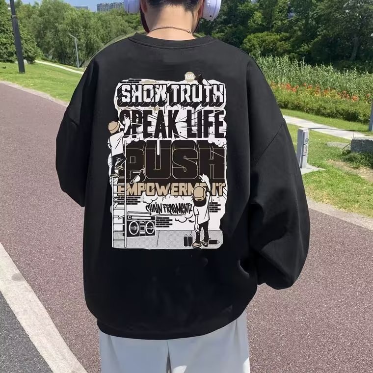 Áo Sweater Dáng Rộng Cổ Tròn Tay Dài In Chữ Màu Xanh Lá Thời Trang Mùa Thu Cho Học Sinh Nam Và Nữ