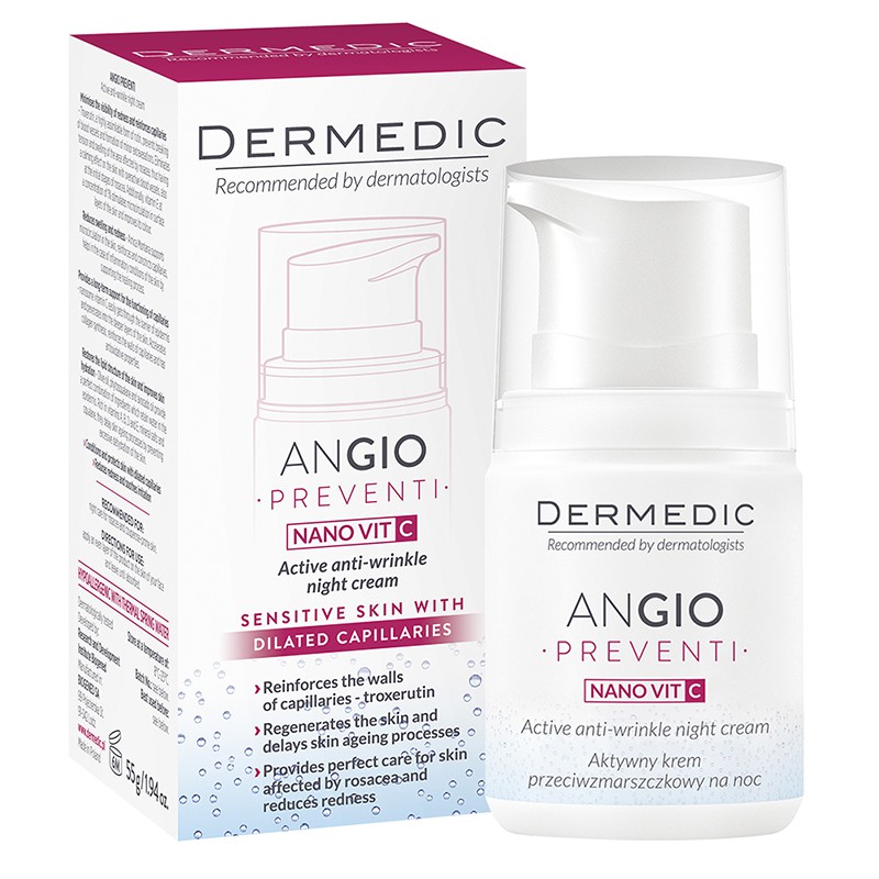 Kem chống lão hóa cho da giãn mao mạch Dermedic Angio Preventi Nano Vit C  Night Cream Dermedic 55g