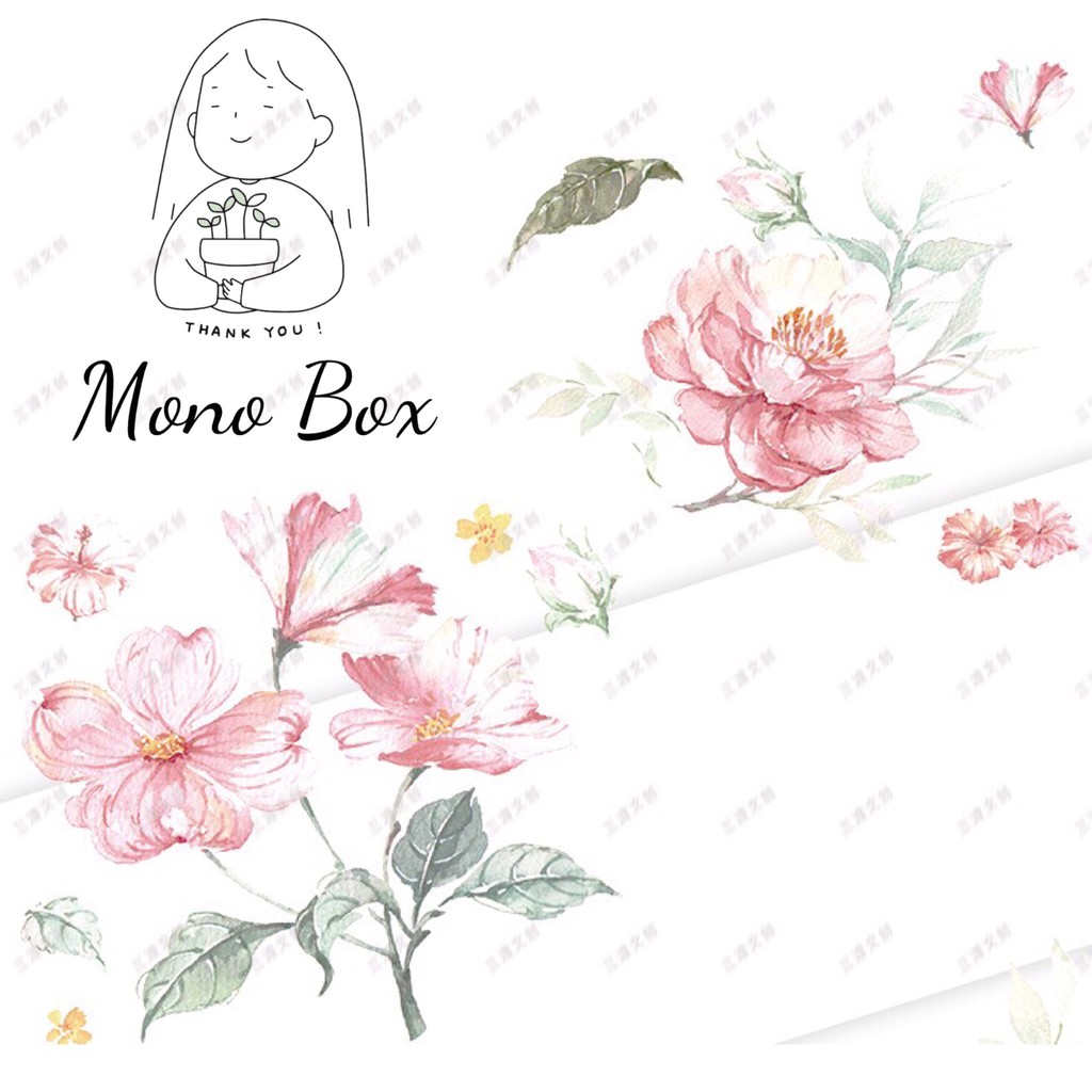 [Chiết] Washi tape 35x8cm băng keo washi băng keo dán trang trí họa tiết hoa Mono_box 00701