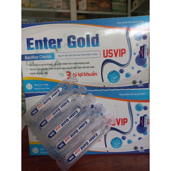 Men ống Enter Gold USVIP  Bổ sung lợi khuẩn, giúp cải thiện hệ vi sinh đường ruột hộp 20 ống