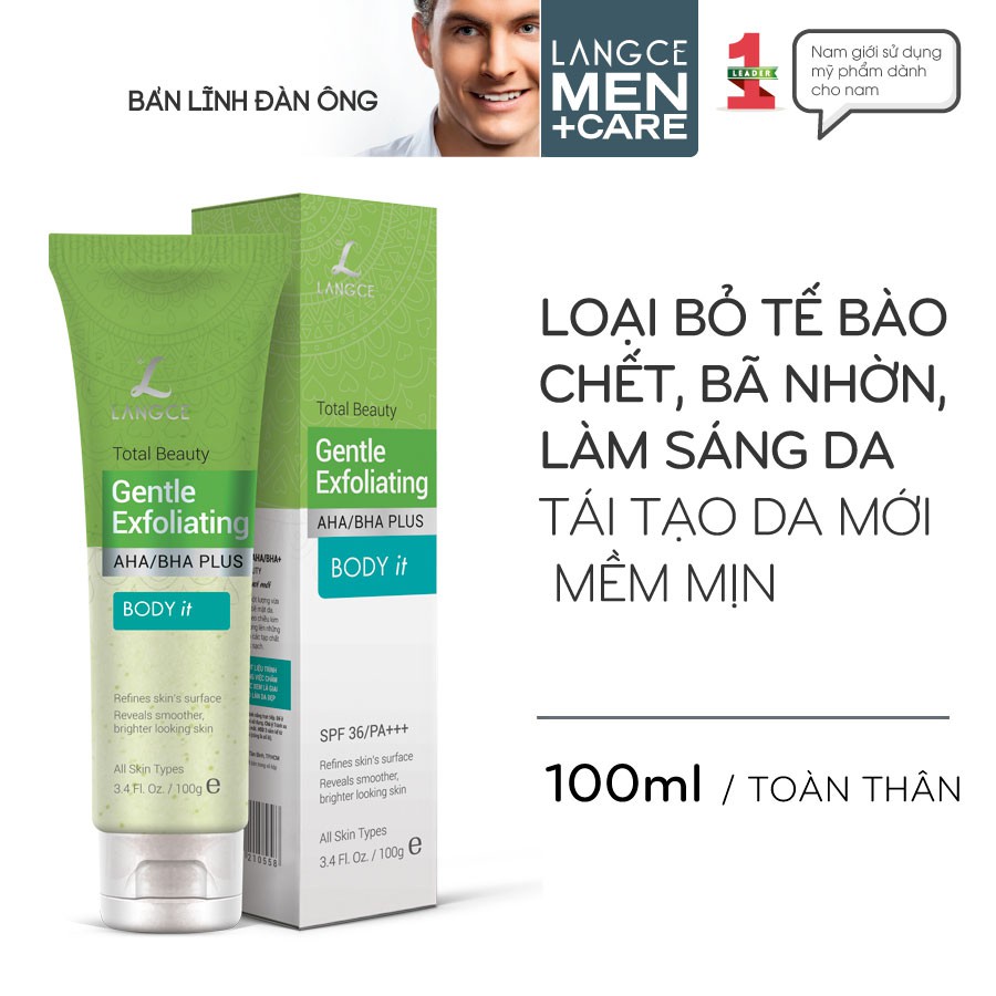 TẨY TẾ BÀO CHẾT AHA/BHA+ ĐẸP DA - BODY it - TOÀN THÂN 100ml LANGCE DÀNH CHO NAM